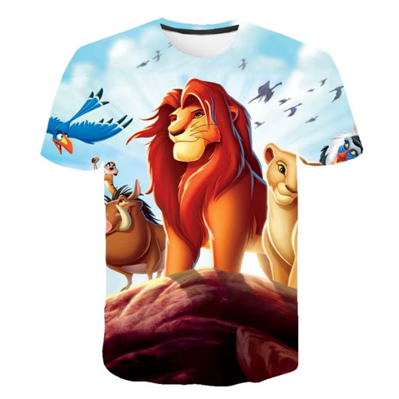 T-shirt imprimé en 3D du Roi Lion pour hommes et femmes, haut de jogging de dessin animé, pour loisi