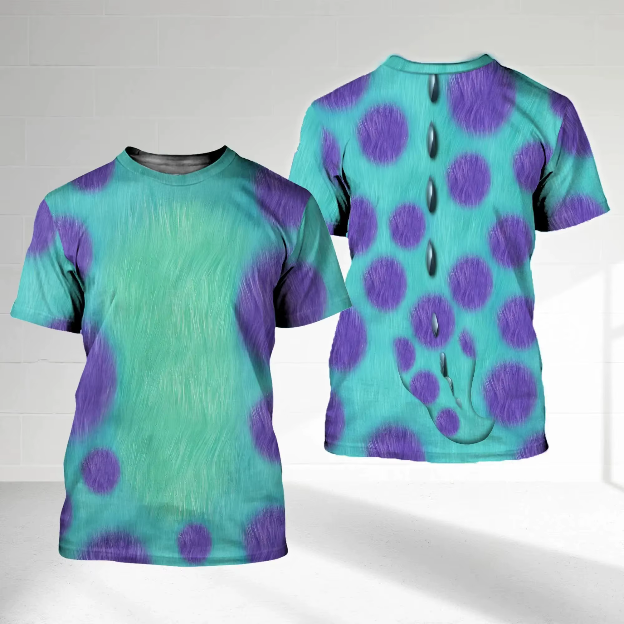 T-shirts pour adultes imprimés en 3D de Monsters, Inc. (Mike, James et Boo Big Face) – Collection ét