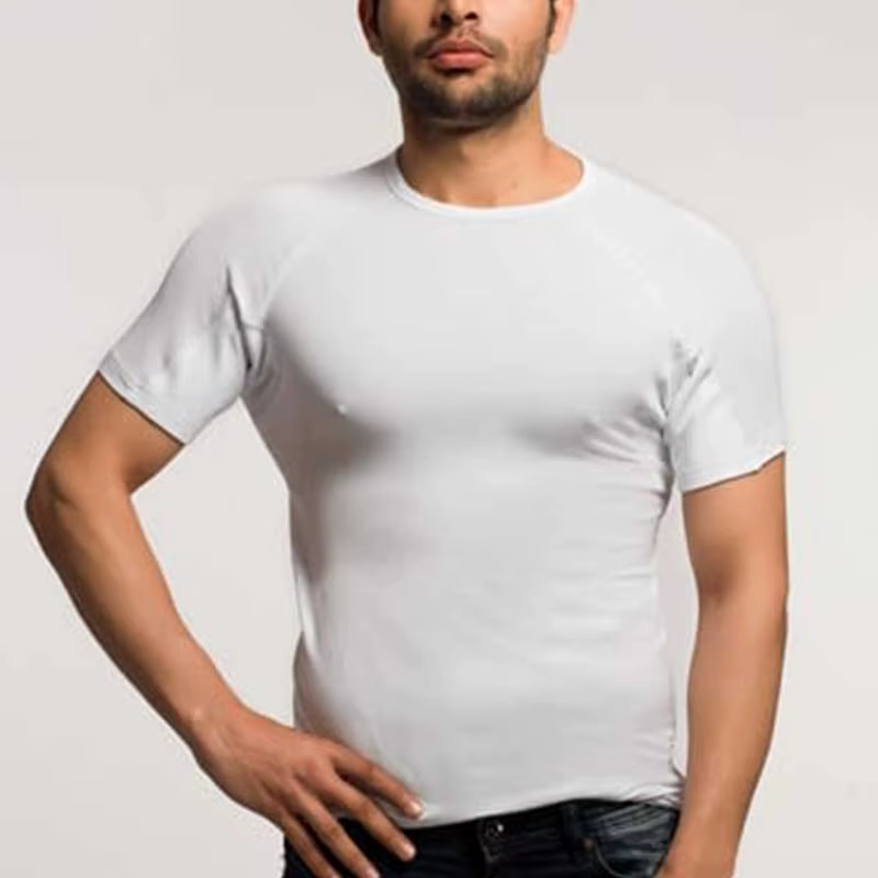T-shirt à col en V profond pour hommes, sous-vêtements blancs, couche de base de sport, contrôle de 