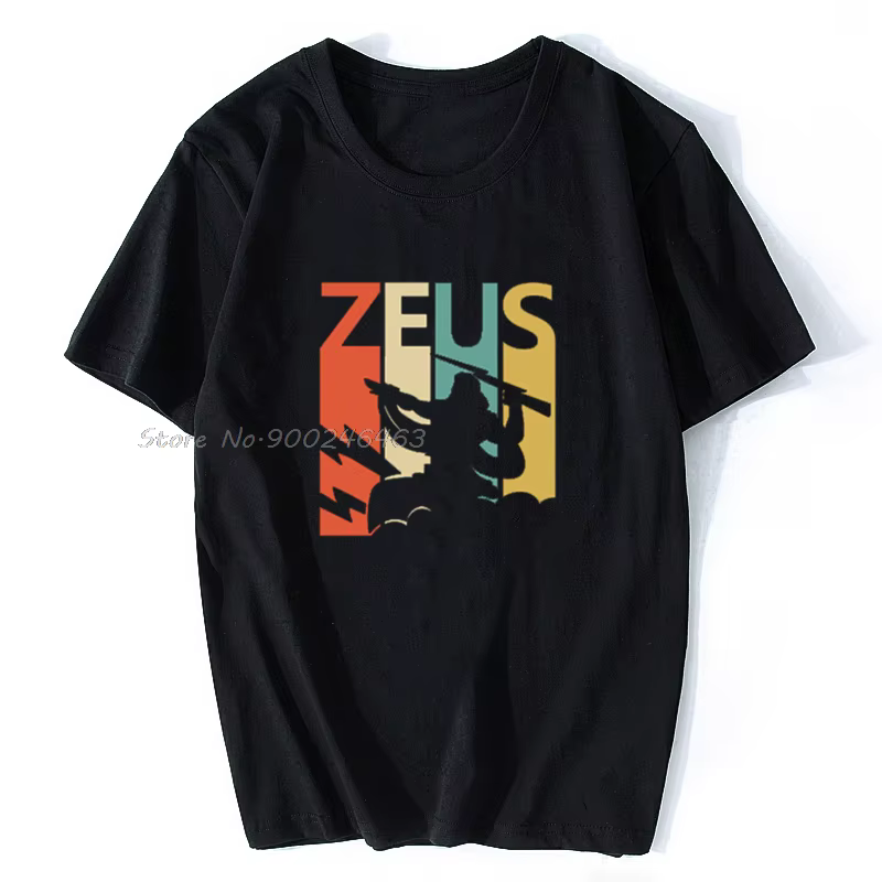 T-shirt à col rond pour homme et femme, en coton, style Vintage des années 1970, grec, dieu Zeus, Hi