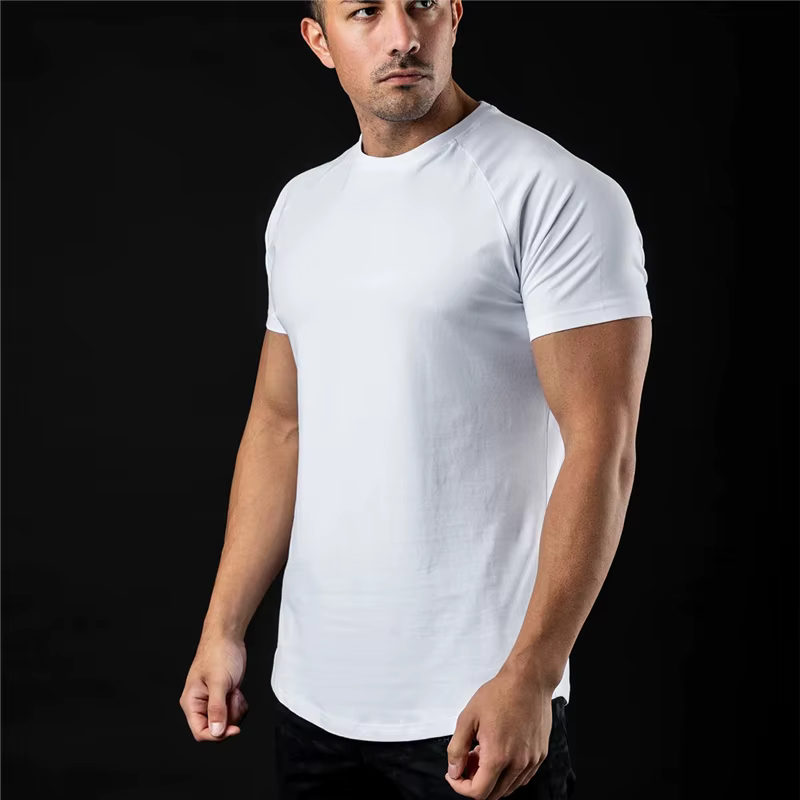 T-shirt uni hommes nouvelle mode t-shirts été coton à manches courtes t-shirt Fitness hommes vêtemen
