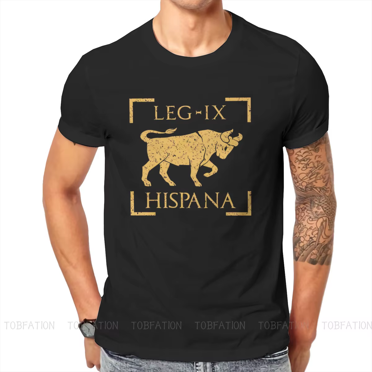 Ancienne Rome t-shirt pour hommes Legio IX Hispana taureau emblème basique t-shirt décontracté nouve