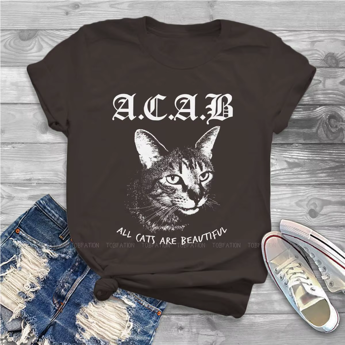 T-shirt «Street chats» 100% coton, ACAB essentiel, personnalisé, nouvelle tendance, vêtements