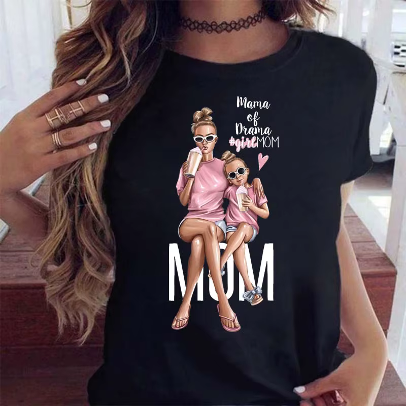 Maycaur femmes dessin animé maman mère garçon fille imprimer mère dame T-shirts haut décontracté T-S