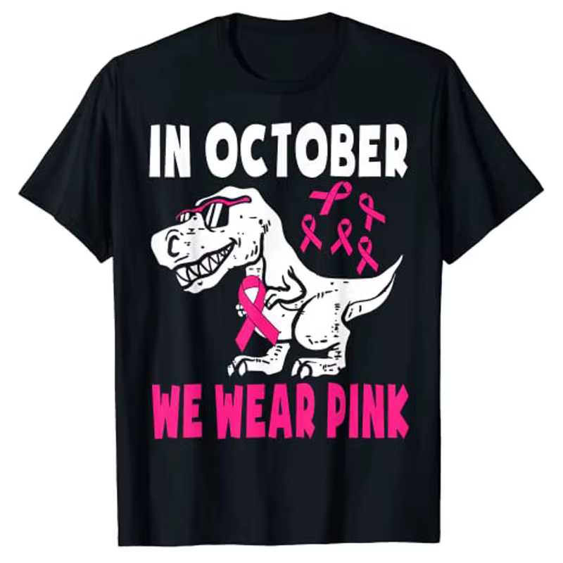 En octobre, nous portons un T-Shirt dinosaure rose pour enfants en bas âge