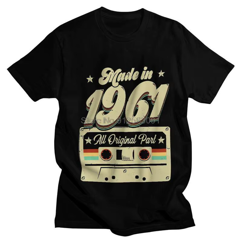 Fabriqué En 1961 60 Ans Vintage T-shirt Hommes Streetwear T-shirt Manches Courtes Coton 60th Vieux A