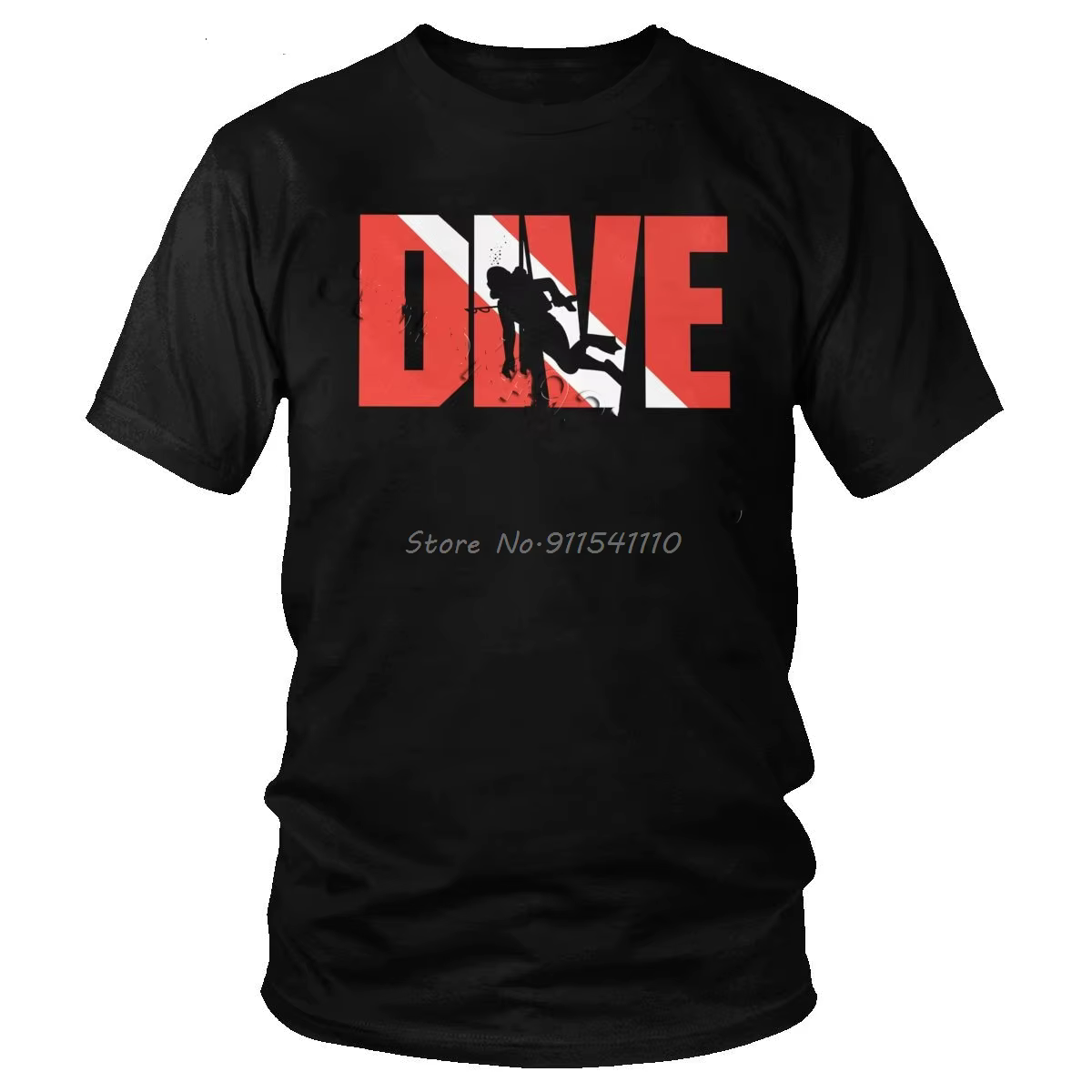 T-shirt manches courtes à col rond pour homme, en coton doux et décontracté, idéal pour la plongée s