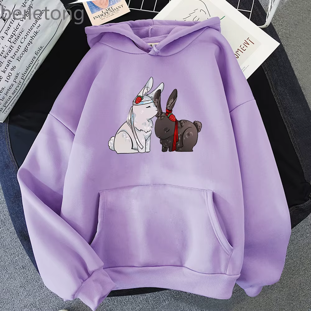Sweat à capuche à manches longues pour hommes, Streetwear Harajuku The Untamed Wangxian bunnies, amp