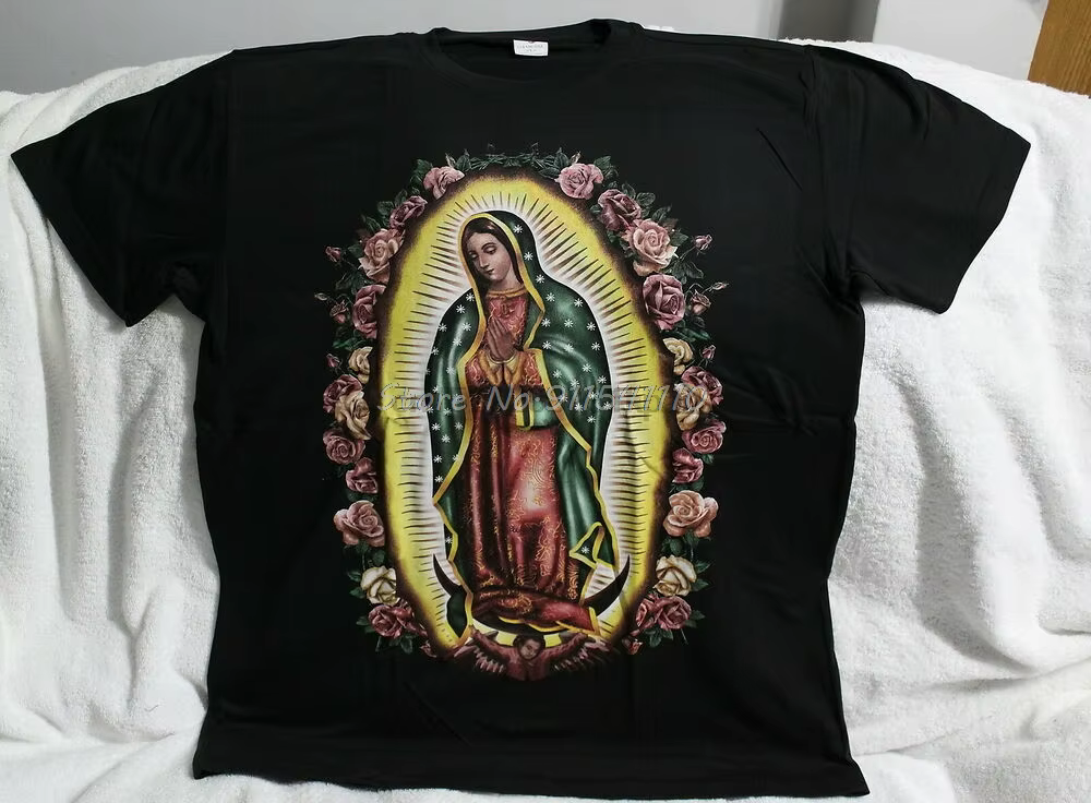 T-shirt en coton pour homme, Streetwear, Harajuku, notre dame de cuba alupe, avec des fleurs et des 
