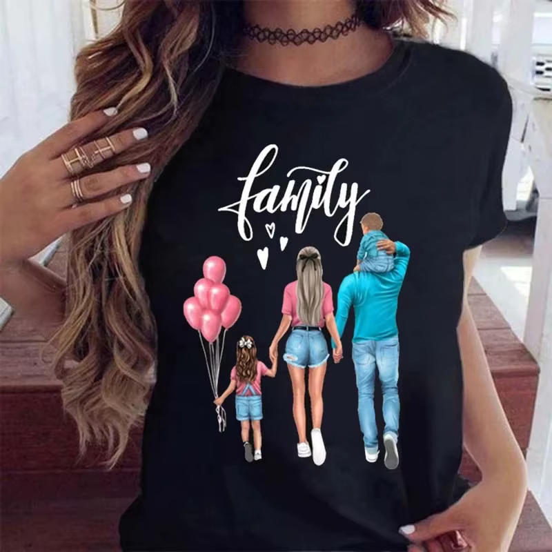 Maycaur femmes dessin animé maman mère garçon fille imprimer mère dame T-shirts haut décontracté T-S