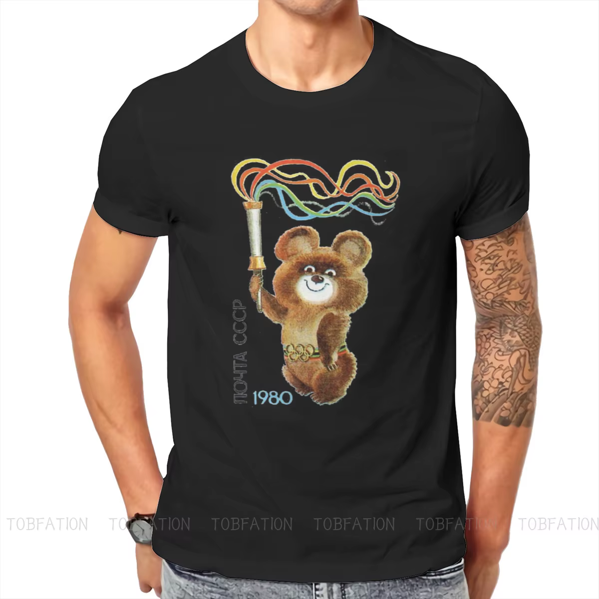 URSS Misha l'ours t-shirt Vintage graphique haute qualité t-shirt grande taille col rond hommes vête