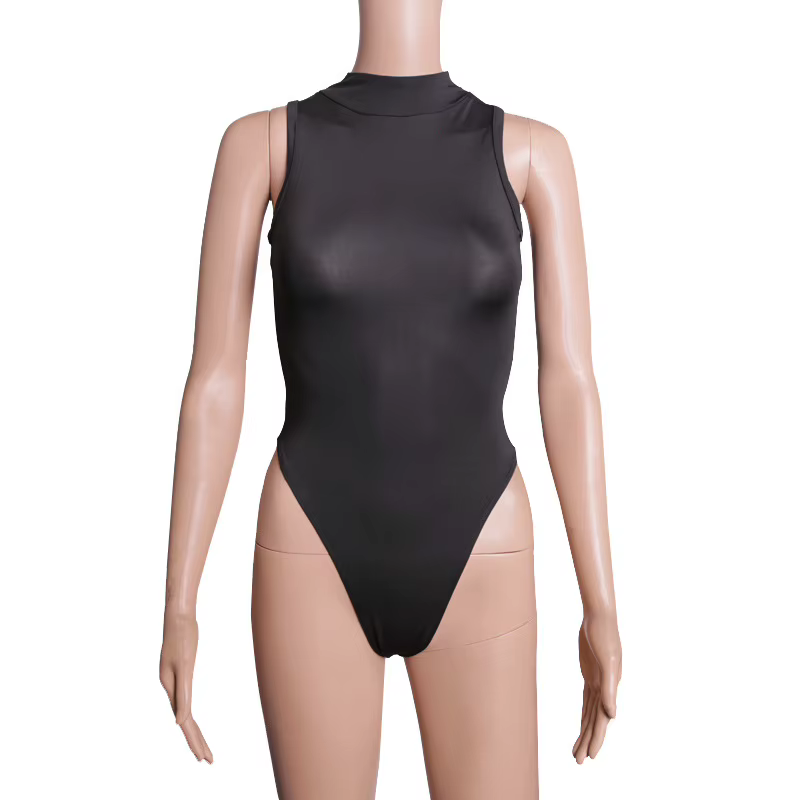 Maillot de bain pour femmes, petit col haut, bikini serré à l'entrejambe en T, Sukumizu à fente haut