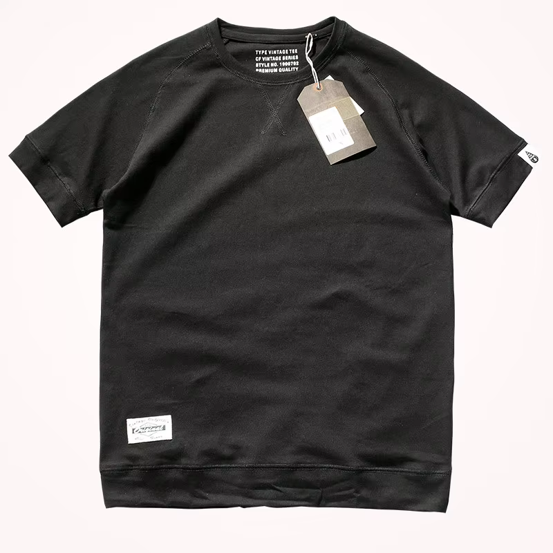 T-shirt uni à manches Leurs lan pour hommes, manches courtes, col rond, 2025 coton, fond lavé, mode
