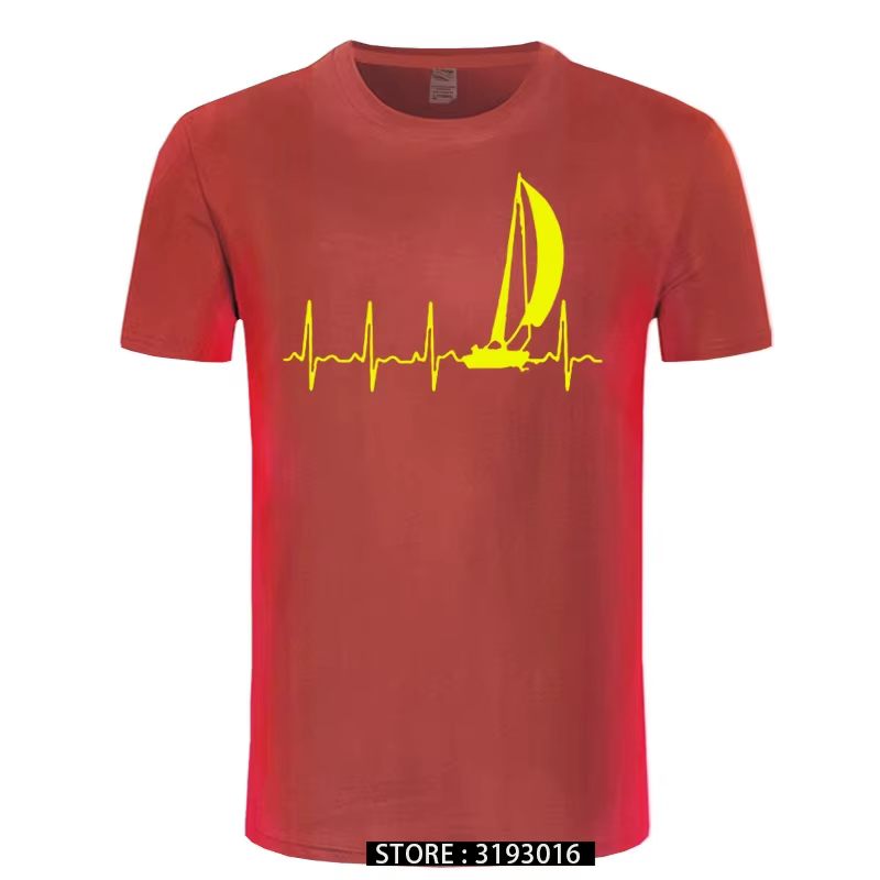 T-Shirt manches courtes 100 coton pour homme, estival et mignon, avec image de voile dans un batteme