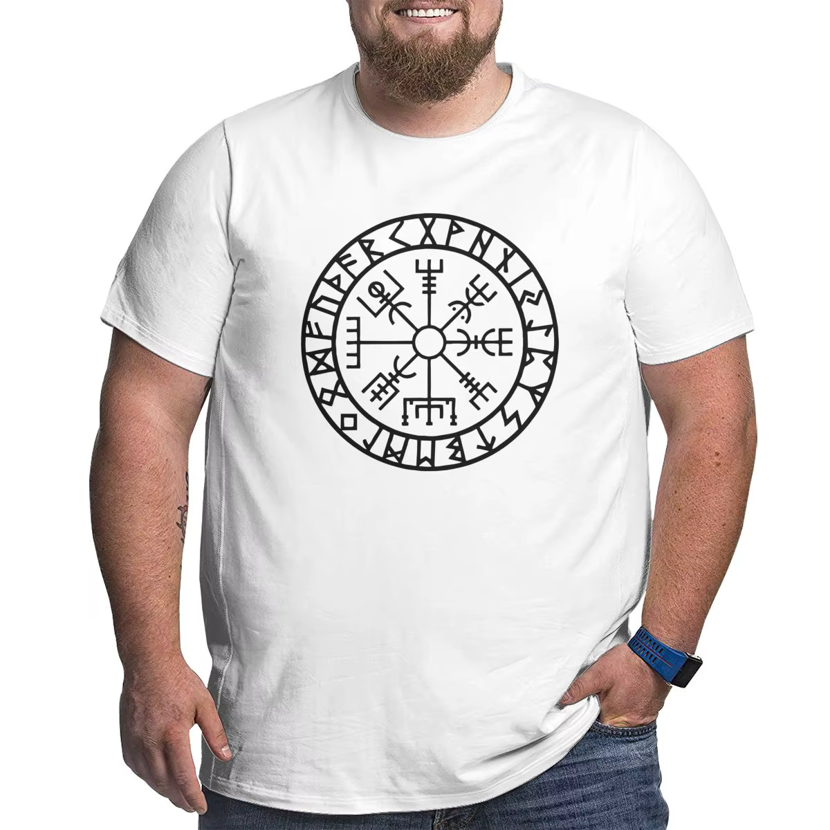 Vegvisir-T-Shirt Navigateur Futhlavabo Runes pour Homme, Vêtement Valhalla, Grande Taille 4XL 5XL 6X