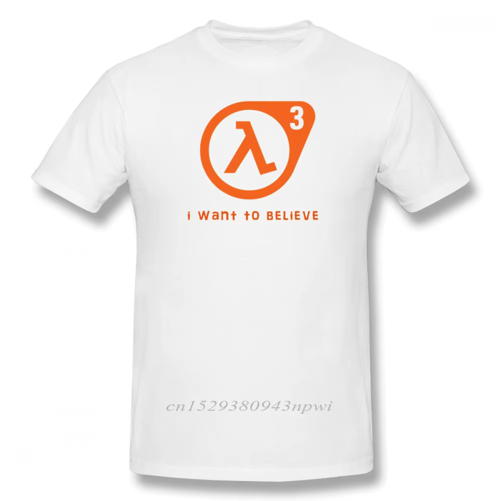 T-shirt manches courtes pour homme, 100% coton, mignon et basique, Half Life 3 I Want to Believe