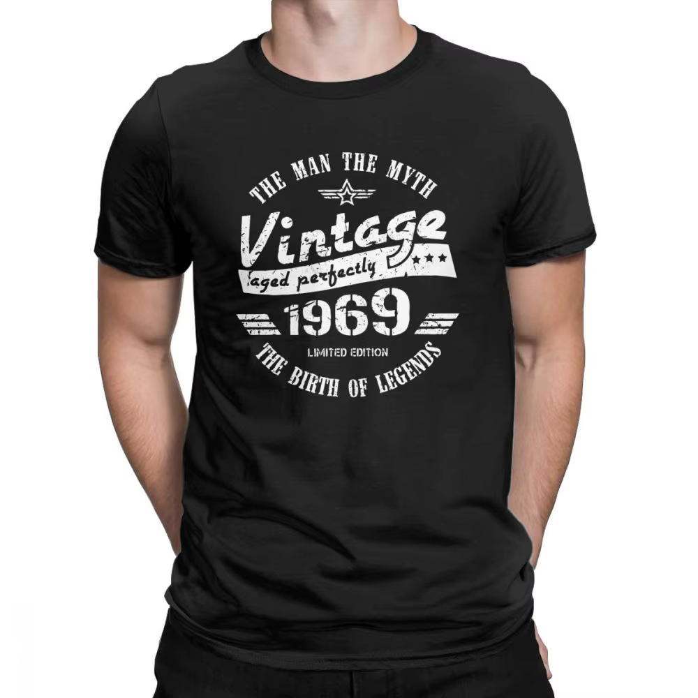 T-Shirt Mâle Vintage 1969 50th Cadeau De Noël Tshirt Hommes 50 Ans O-cou Tees 100% Coton T-Shirt Rét