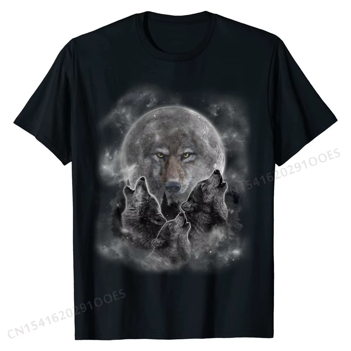 T-Shirt avec trois loups-garous pour homme, haut large en coton avec une Silhouette de loup pleine l