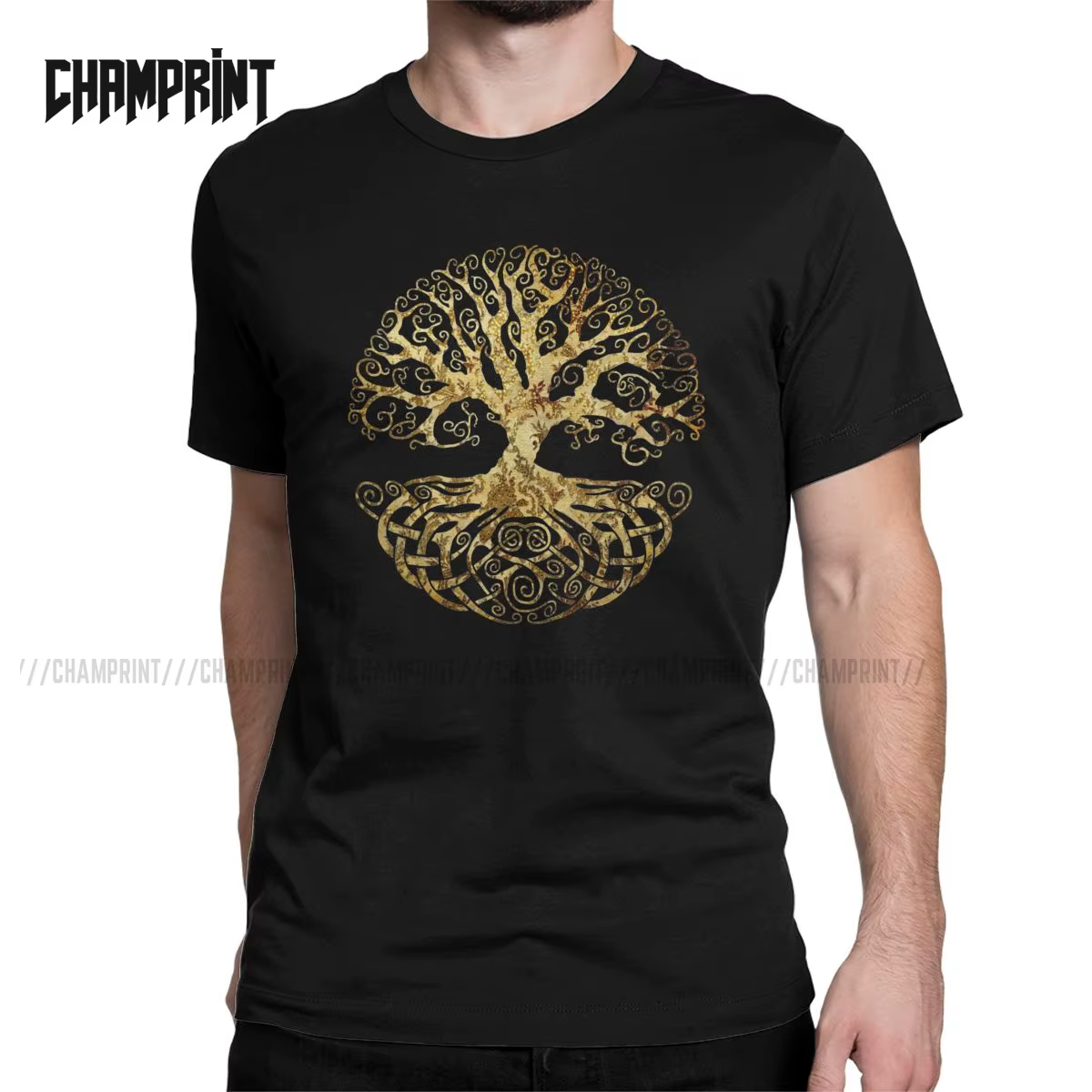 T-Shirt Celtic Tree of Life, motif forêt, nature, symbole Budda, nouveauté, en pur coton, à manches 