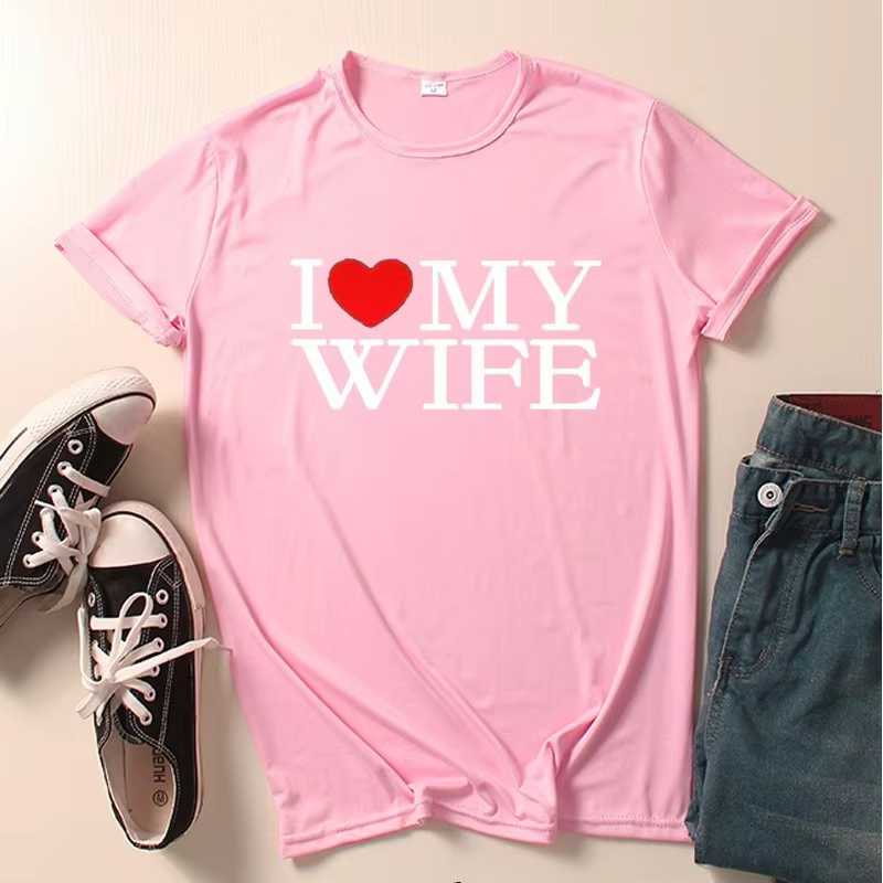 T-shirt col rond pour couple, estival et décontracté, à la mode, avec impression du roi, de la reine