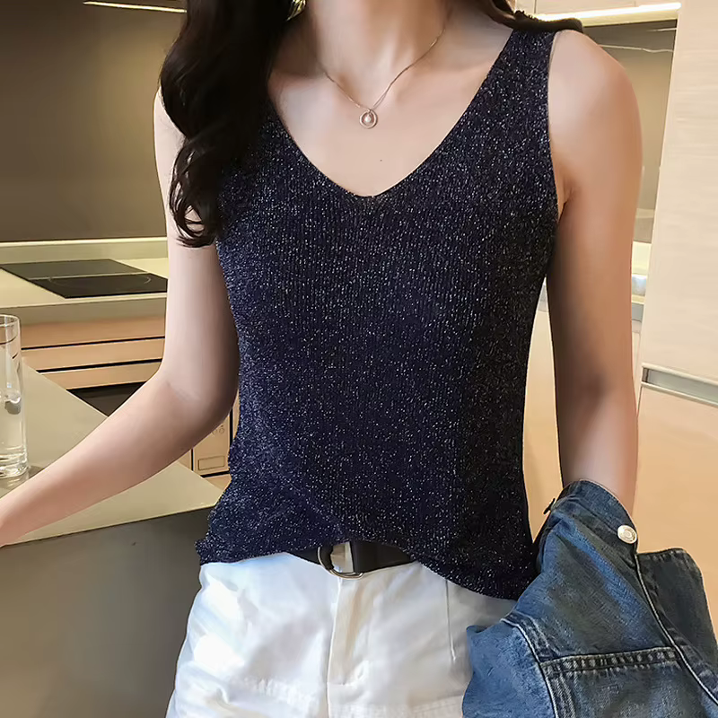 Débardeur en soie brillante pour femme, vêtement d'été, élastique, blanc, tendance, mode coréenne, é