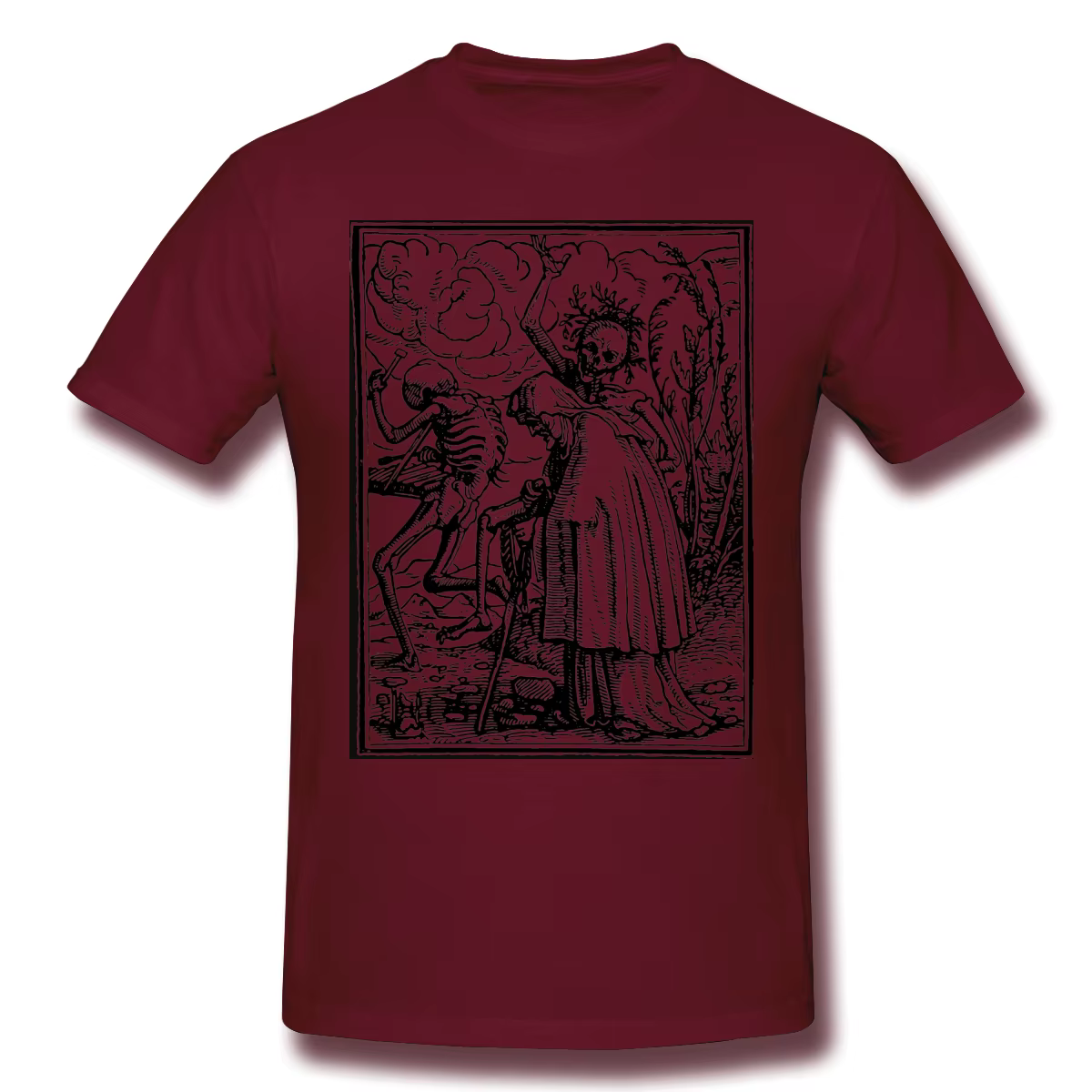 T-shirt Punk en pur coton pour hommes, t-shirts drôles, danse de la mort, macabre, Harajuku
