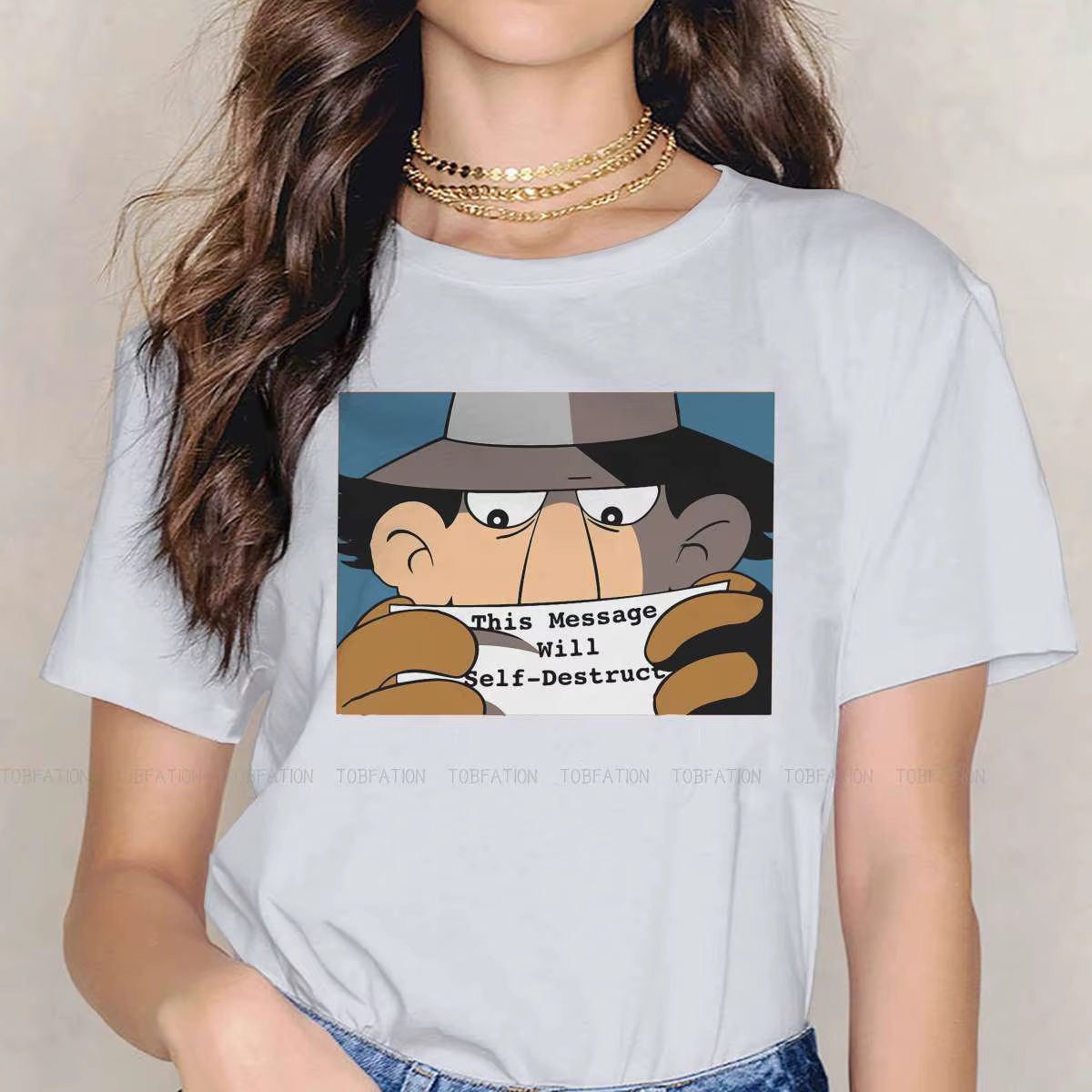 Wowzers Self DeBuckle T Message T-shirt pour femme, Inspector Gadget, détectée y Brain, Dr Claw, TV 