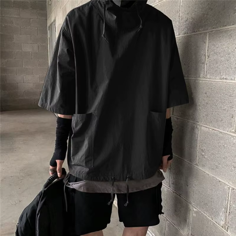 T-shirt à Capuche pour Homme, Streetwear Hip Hop, Harajuku, 2021 Zones, à la Mode, Pull à Demi-Manch