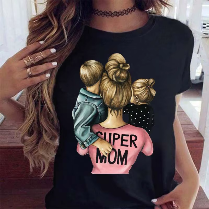 Maycaur femmes dessin animé maman mère garçon fille imprimer mère dame T-shirts haut décontracté T-S