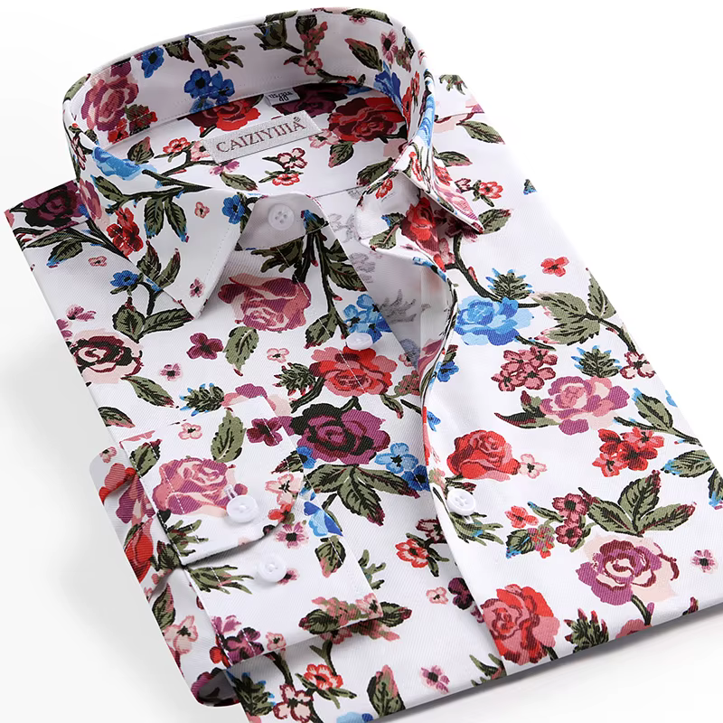 Chemise à imprimé floral pour hommes, manches longues, coupe couvertes, haute qualité, mode décontra