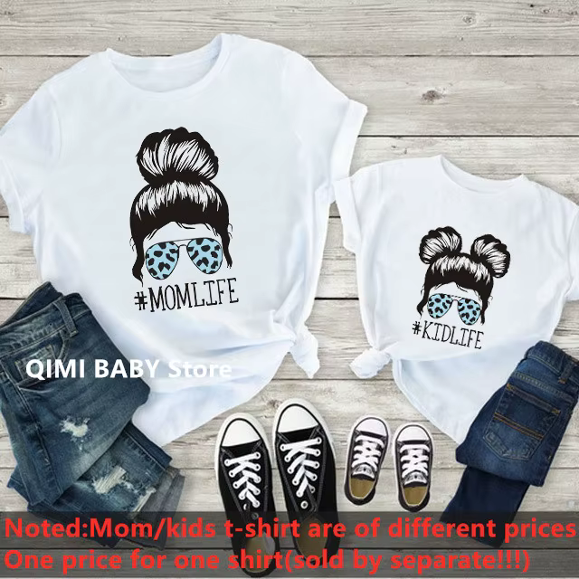 T-shirt d'été à manches courtes pour mère et fille, vêtements à la mode, humoristique et assorti, Lo