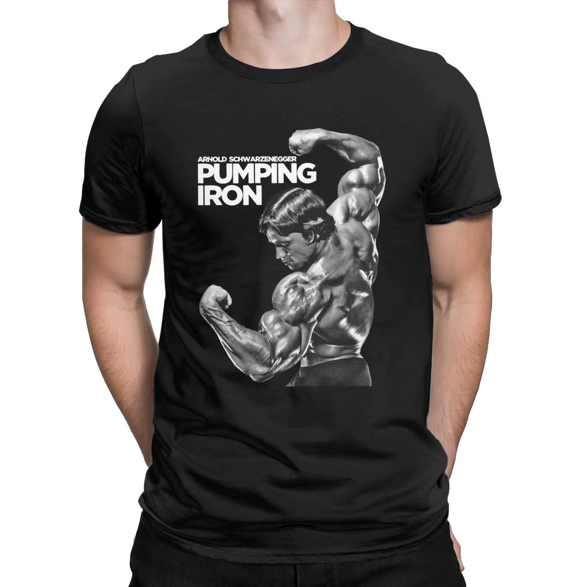 FSSchwarzenegger-T-shirt à manches courtes pour homme, en coton, vintage, avec graphisme