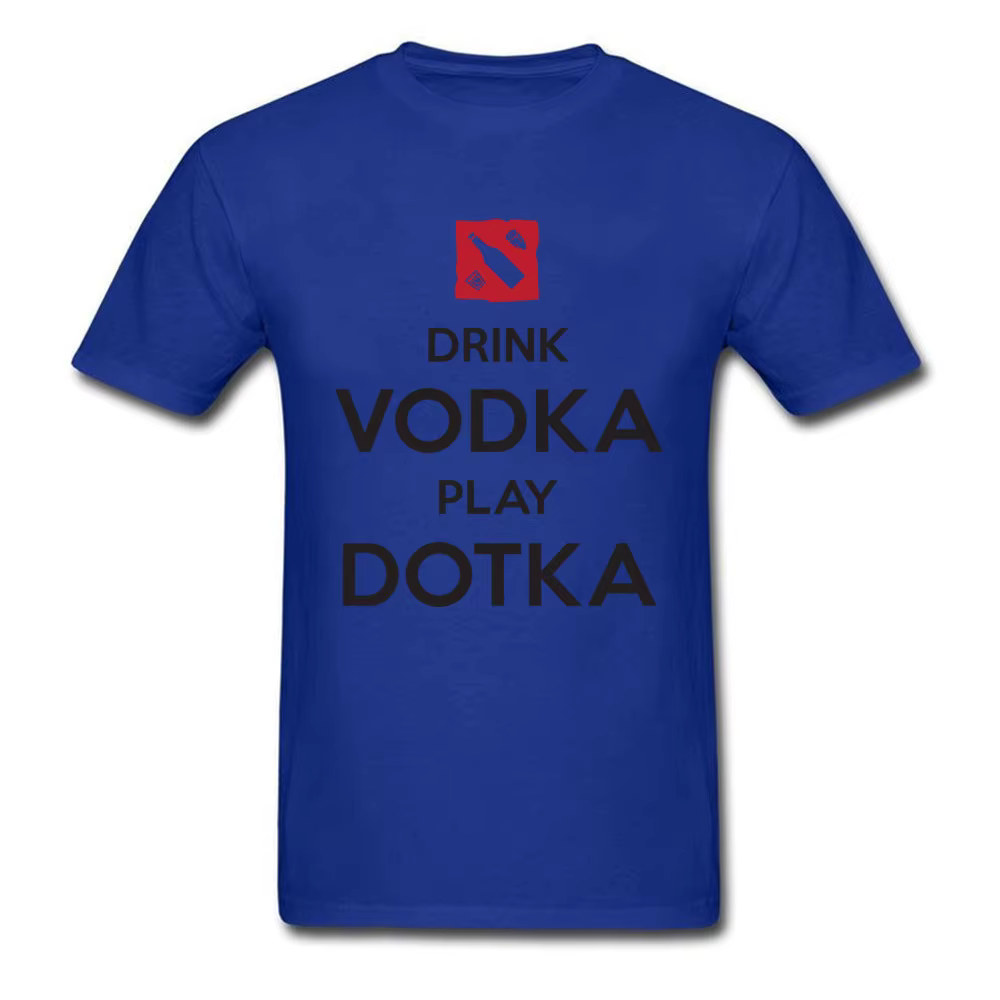 T-Shirt à Col Rond en Coton Blanc pour Homme, Lettres Personnalisées, Vodka Play Dotka