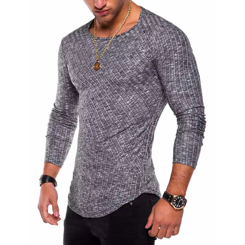 T-shirt Rayé à Manches sulfet Col Rond pour Homme Streetwear, Décontracté, artificiel astique, Solid