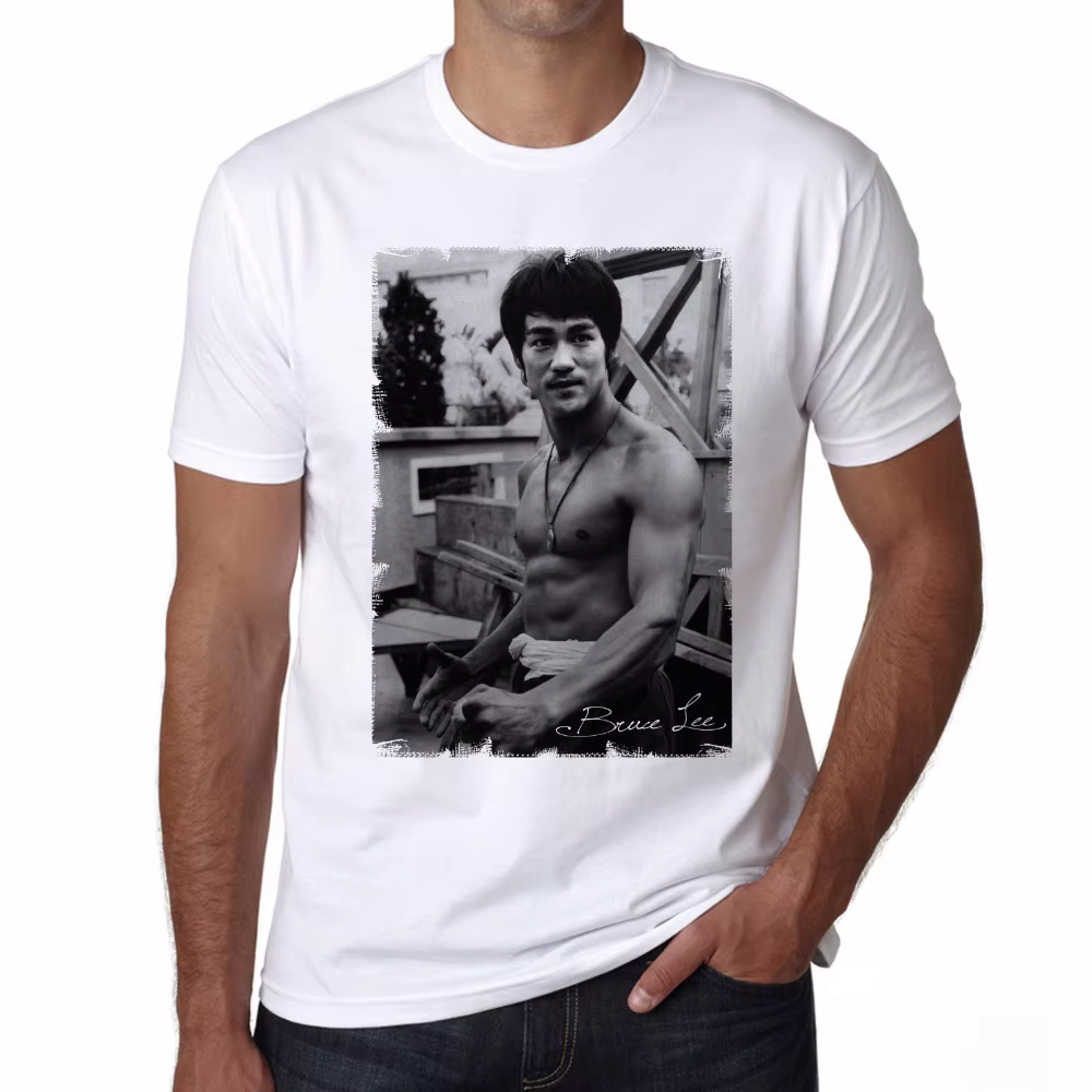 T-Shirt homme en coton blanc, décontracté, cadeau idéal, imprimez votre propre Tee-Shirt, Bruce Li J
