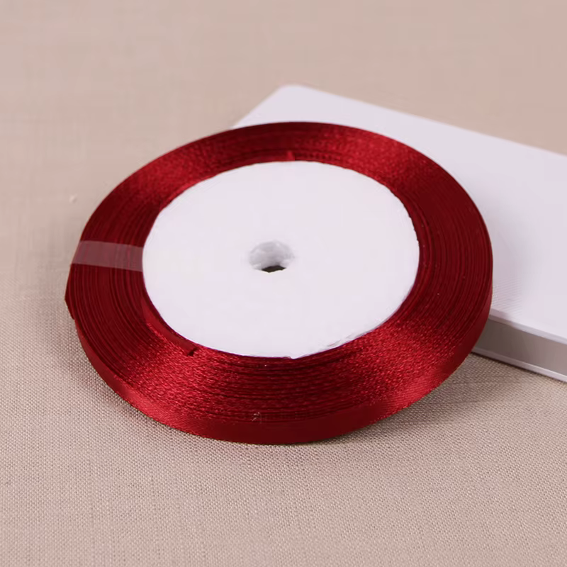 (25 yards/rouleau) ruban de Satin simple visage rouge vin vente en gros emballage cadeau noël nouvel