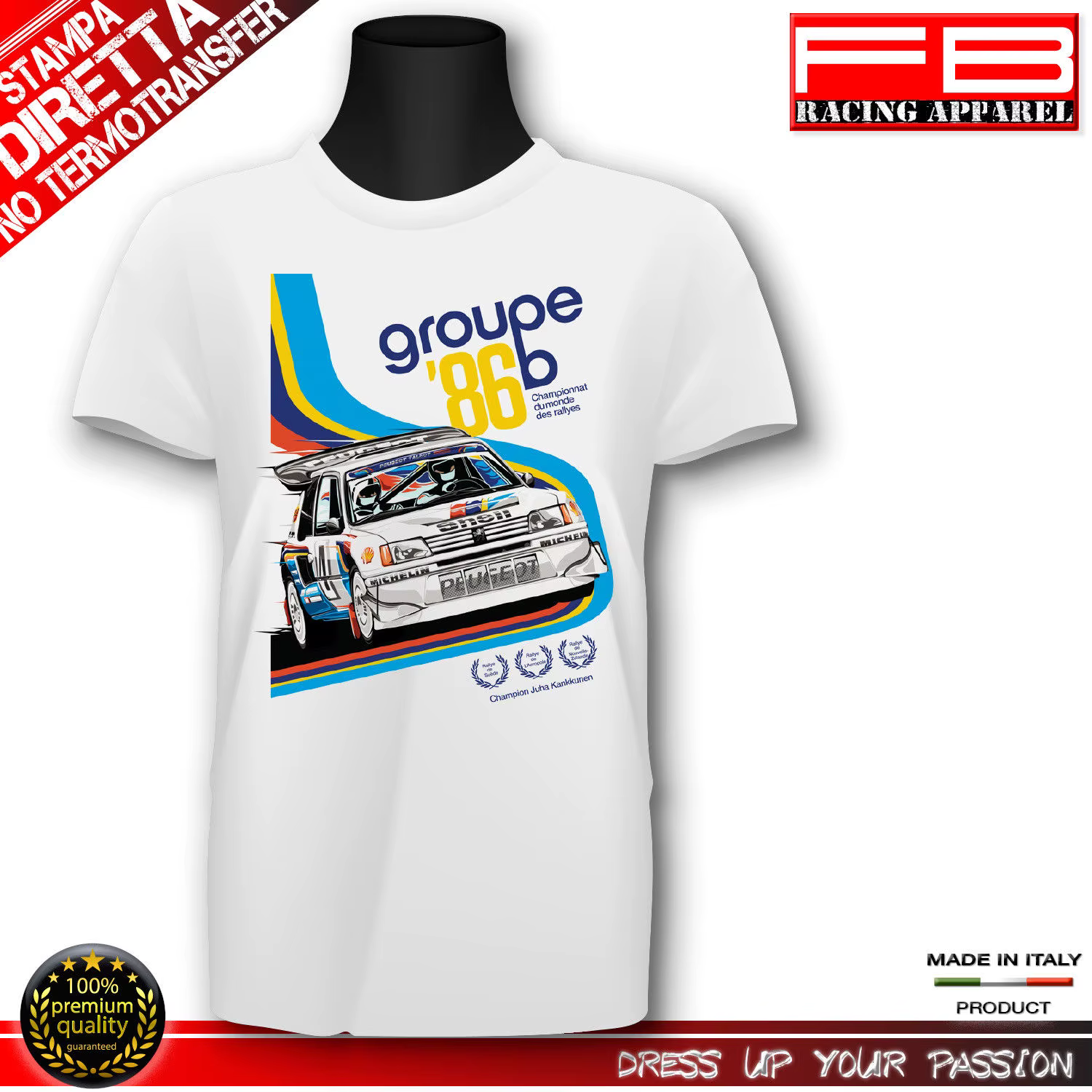 Mode fans de voitures françaises Sporter 205 Maxi GTI groupe de rallye B 1986 histoire t-shirt t-shi
