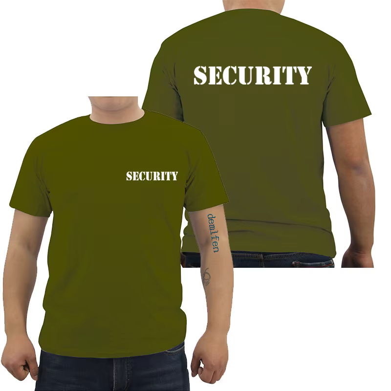 Sécurité hommes T-shirt événement personnel noir Double face haut qualité coton décontracté à manche