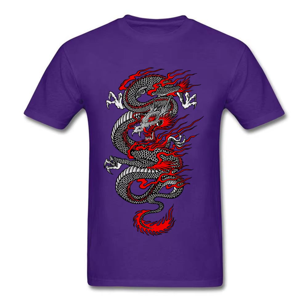T-shirt à col rond Dragon asiatique pour hommes, t-shirts graphiques en Y, vêtements en coton, style