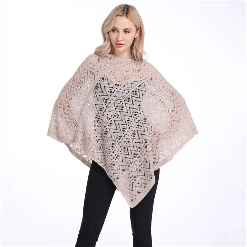 Livraison directe nouvelle mode femme Poncho mince pull femmes couleur unie rayure Cardigans grande 