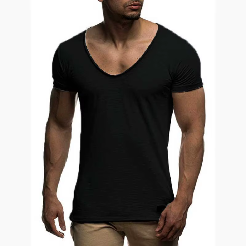 T-shirt hommes 2025 loisirs été à manches courtes couleur unie patchwork hauts t-shirts vêtements po