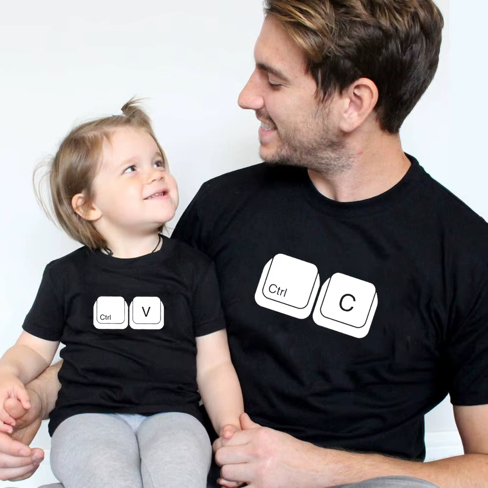 Économie assortis père et fils fille, tenues papa bébé, look de famille, tee-shirt d'été, CTRL + C C