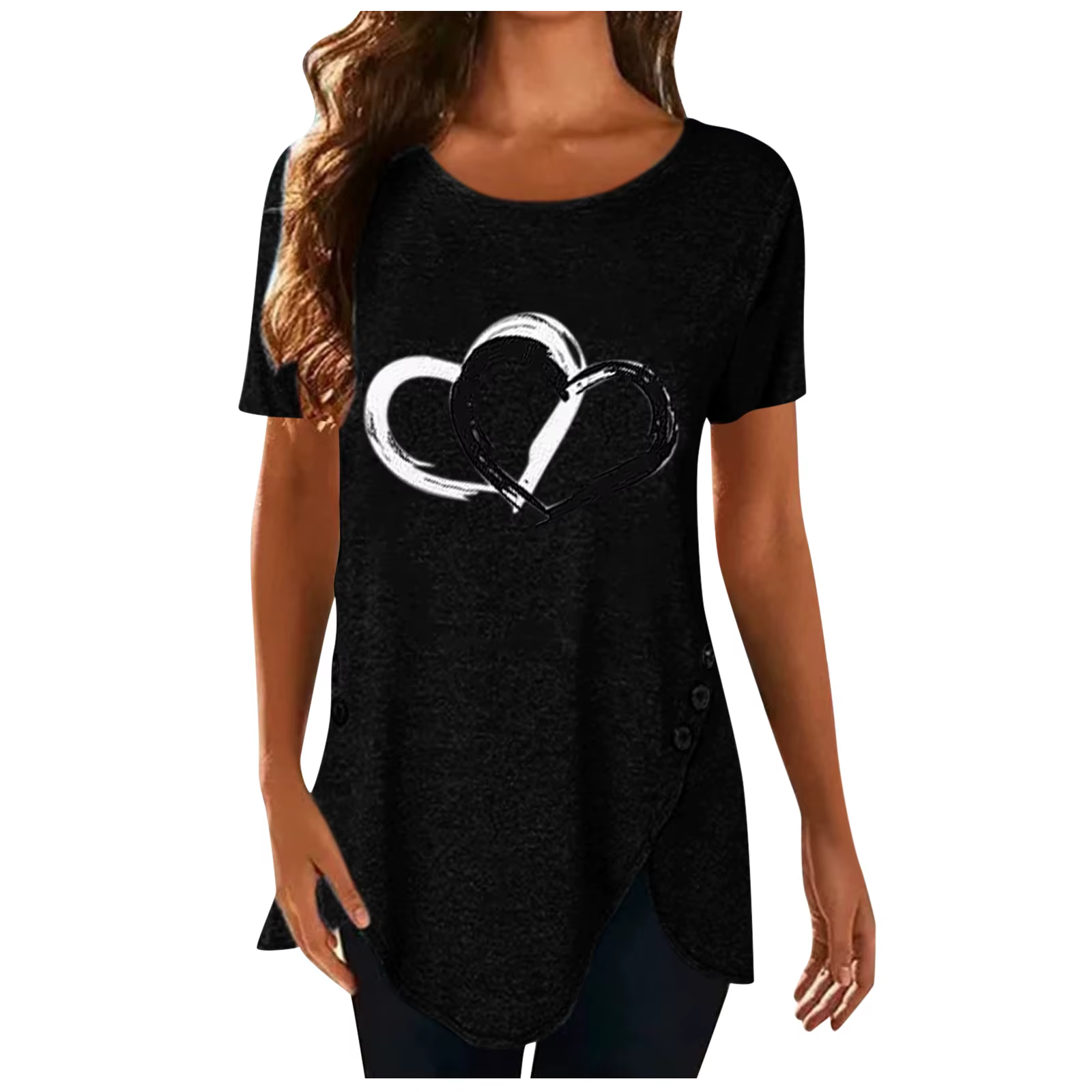 T-shirt mode grande taille hauts femmes décontracté col rond chemise t-shirts dames ample imprimé fl