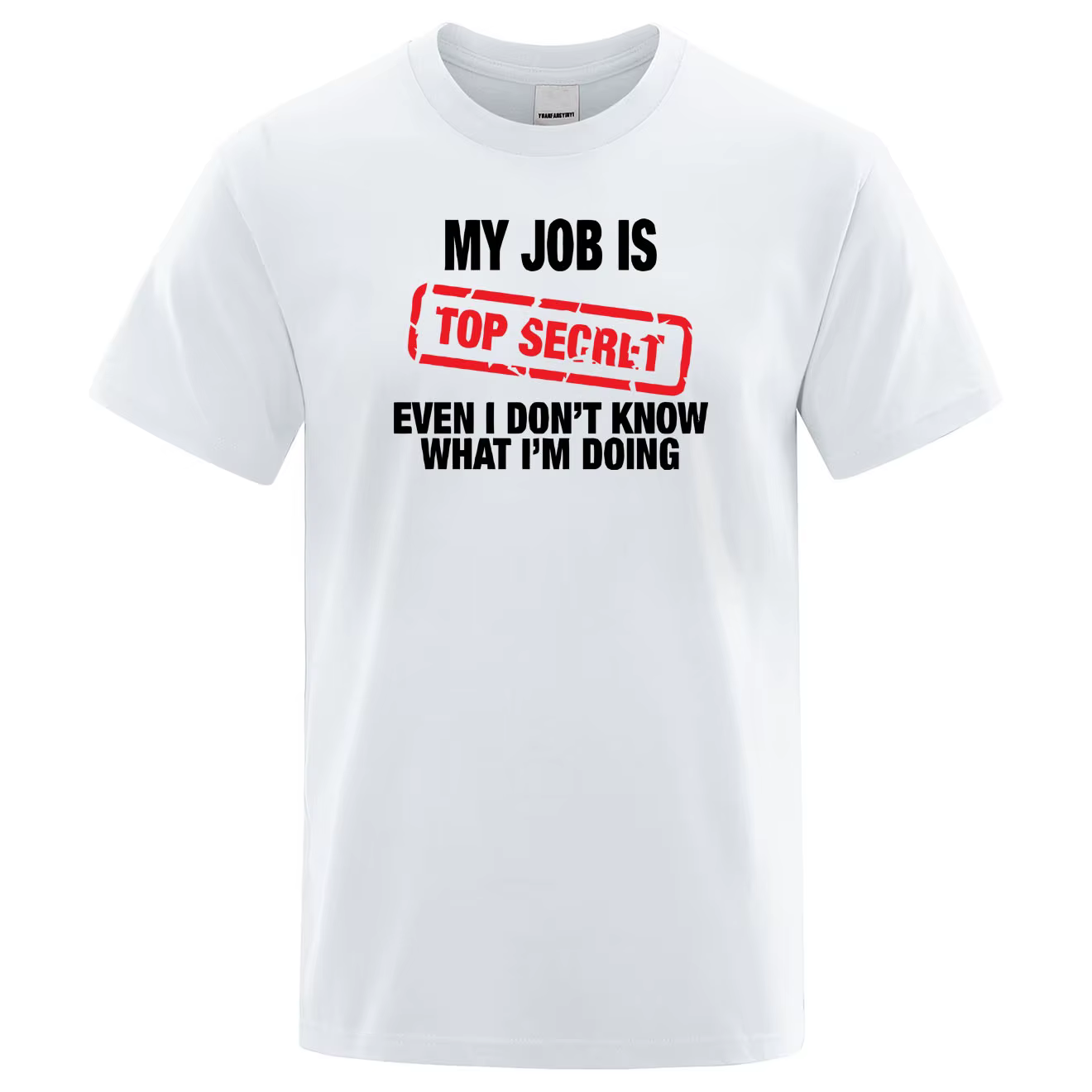 T-Shirt manches courtes homme, estival et décontracté, en coton, humoristique mon travail est TOP SE