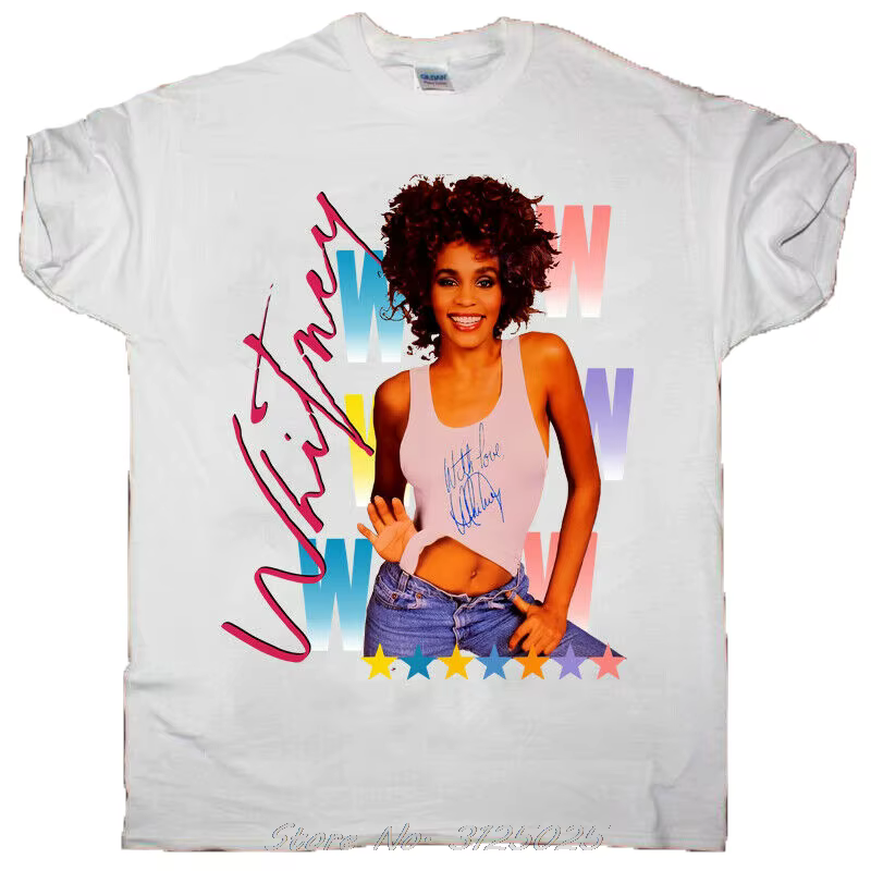 T-shirt double face en coton pour homme, streetwear, vintage, drôle, Whitney Houston, le moment de l