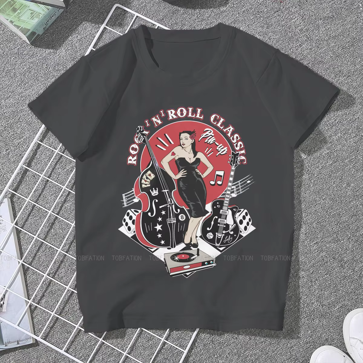 Rockabilly Vintage Rock Roll musique chaussette Hop femmes t-shirt Pin Up fille modèle filles t-shir