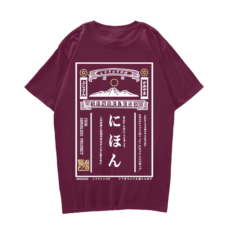 T-Shirt à Manches Courtes en 100% Coton avec Affiche Rétro Japonaise, Hip Hop, Streetwear, Peinture,