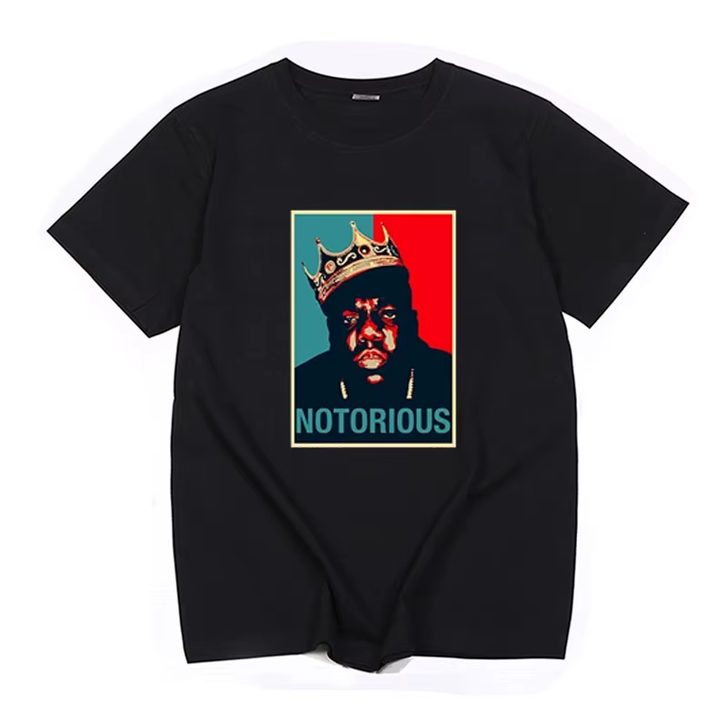 R.I.P célèbre grande chemise hommes à manches courtes t-shirt Hiphop Rock Biggie Smalls t-shirt mâle