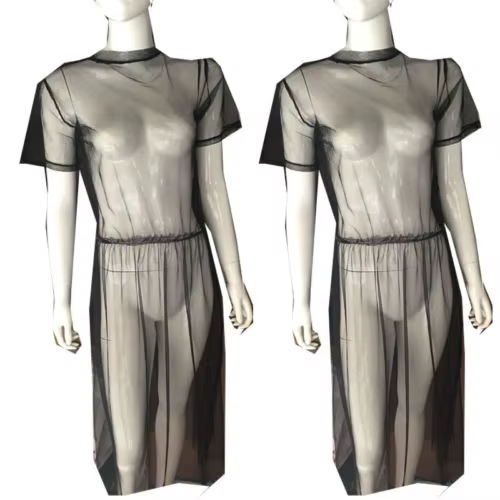 Sexy t-shirt maille robe transparente femmes Transparent couvrir haut t-shirt mode Transparent à man