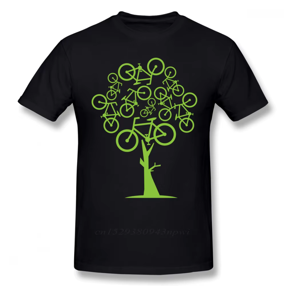 T-shirt Slim Fit Swag pour homme, image artistique, vélo vert, arbre, t-shirt grande taille, cadeau